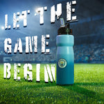 MANCHESTER CITY FC Water Bottle with Straw Metal Water Bottle Football Fans - Get Trend