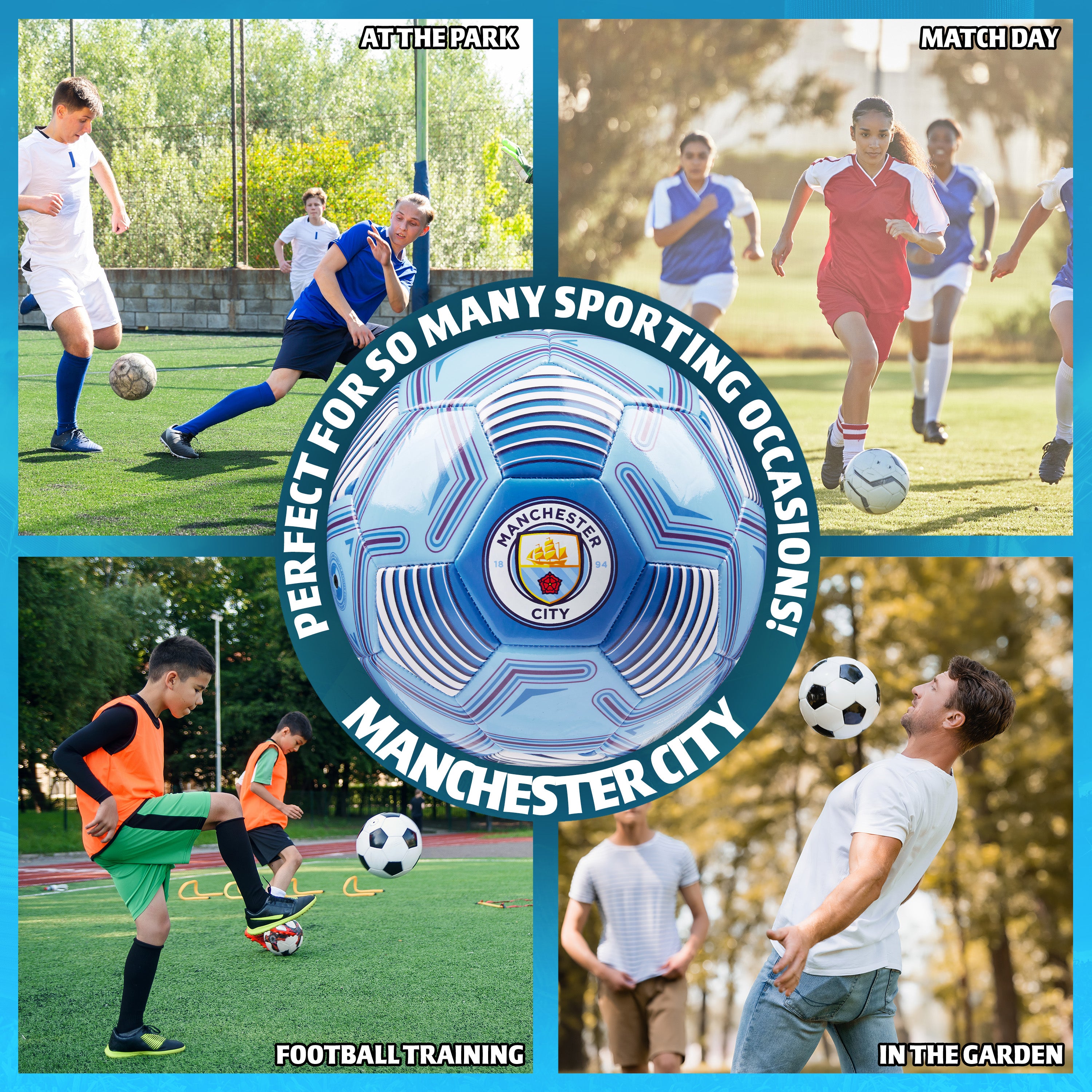 MANCHESTER CITY F.C. Football Soccer Ball for Adults Teenagers Kids Training Football Size 3 - Get Trend