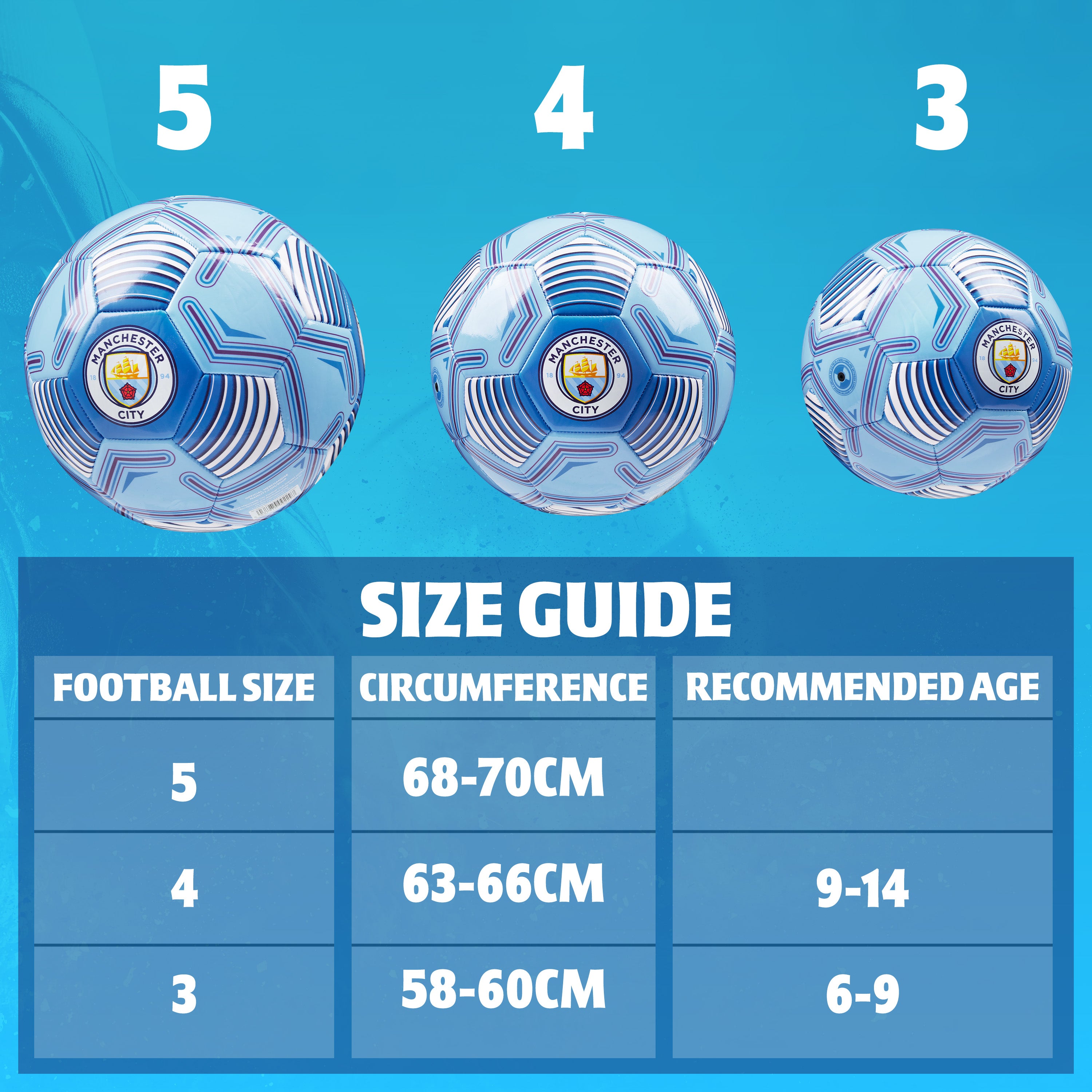 MANCHESTER CITY F.C. Football Soccer Ball for Adults Teenagers Kids Training Football Size 3 - Get Trend