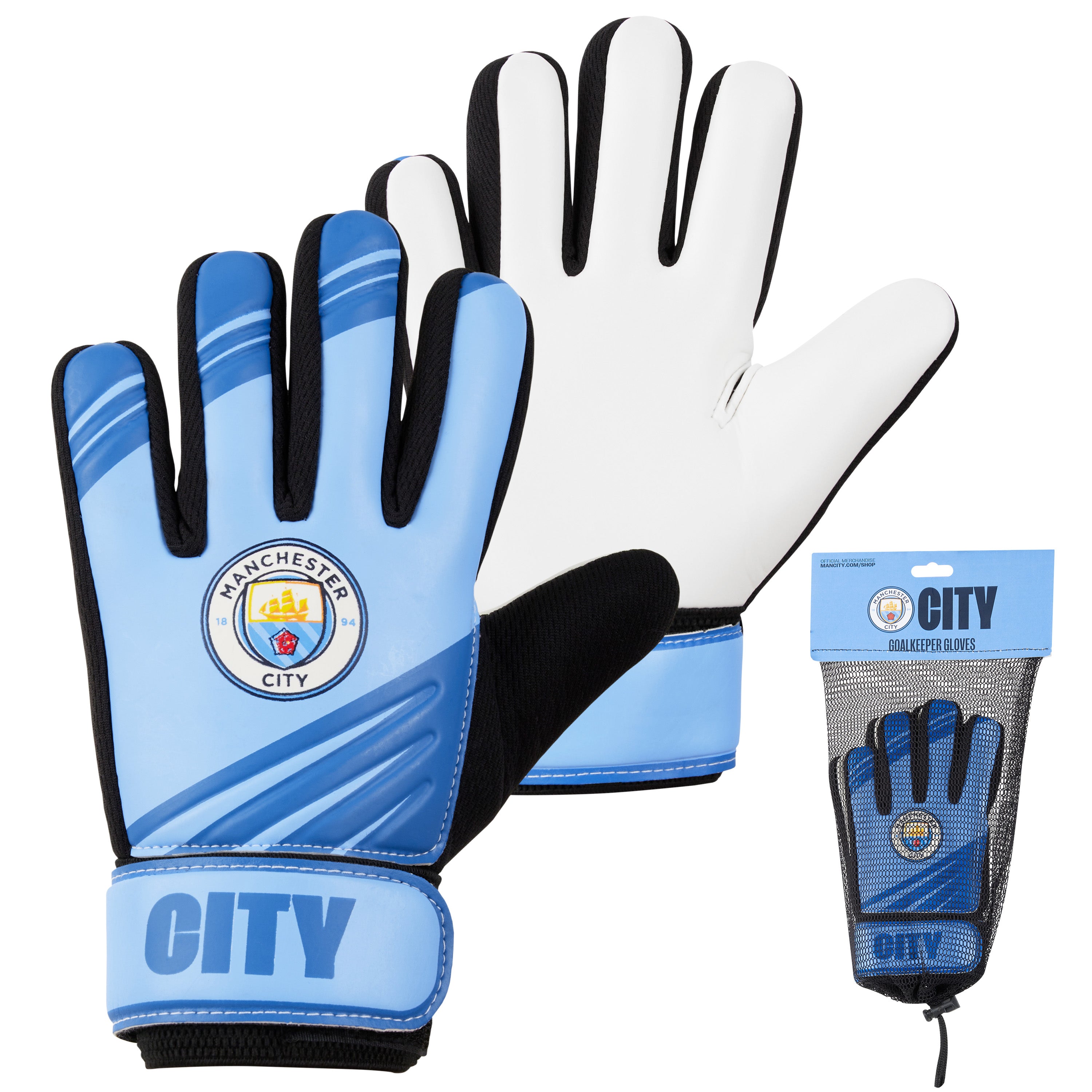 MANCHESTER CITY F.C. Goalkeeper Gloves for Kids Teenagers Non Slip Padded Palms Size 7 - Get Trend