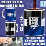 England FA Coffee Mug, 320ml Ceramic Heat Colour Changing Mug Supporters' Gear - Football Gifts