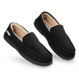 DUNLOP Moccasins Slippers Men Loafers Faux Fur Slippers Rubber Sole Memory Foam