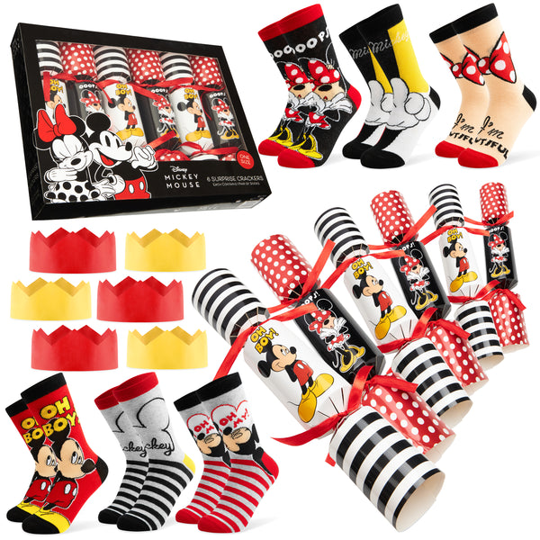 Disney Christmas Crackers Set of 6 with Socks Inside - Mickey & Minnie - Get Trend