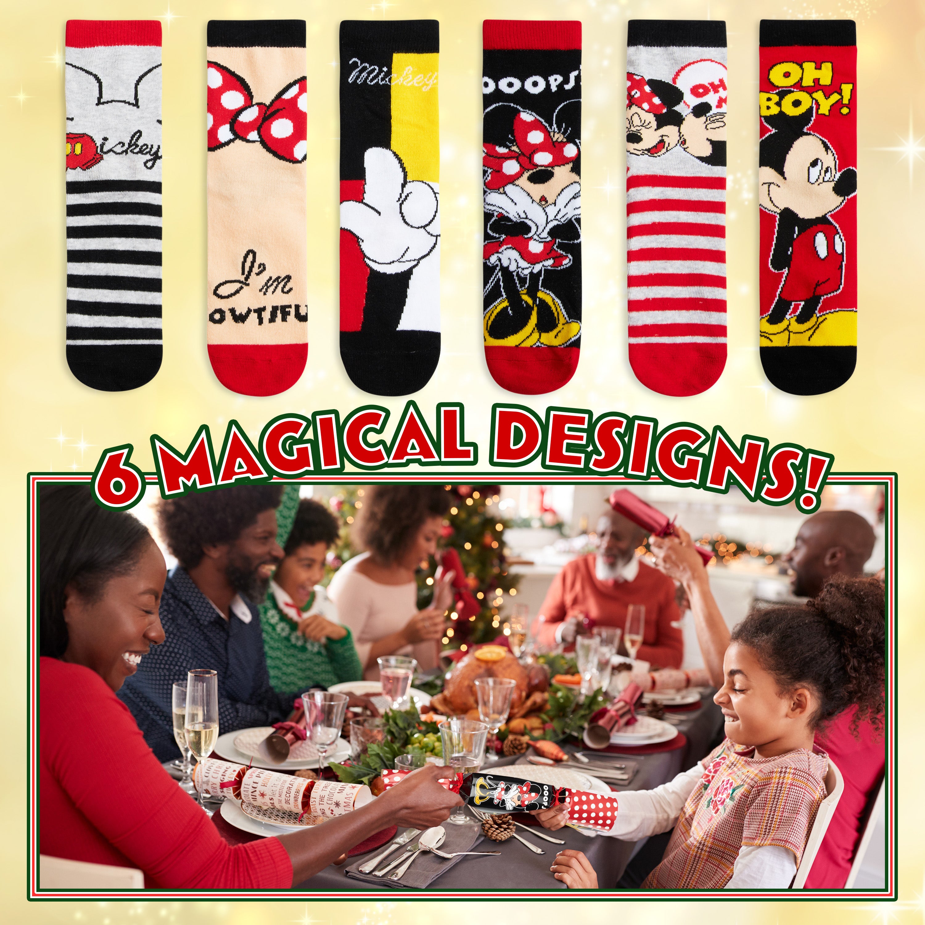 Disney Christmas Crackers Set of 6 with Socks Inside - Mickey & Minnie - Get Trend