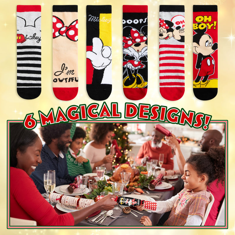 Disney Christmas Crackers Set of 6 with Socks Inside - Mickey & Minnie