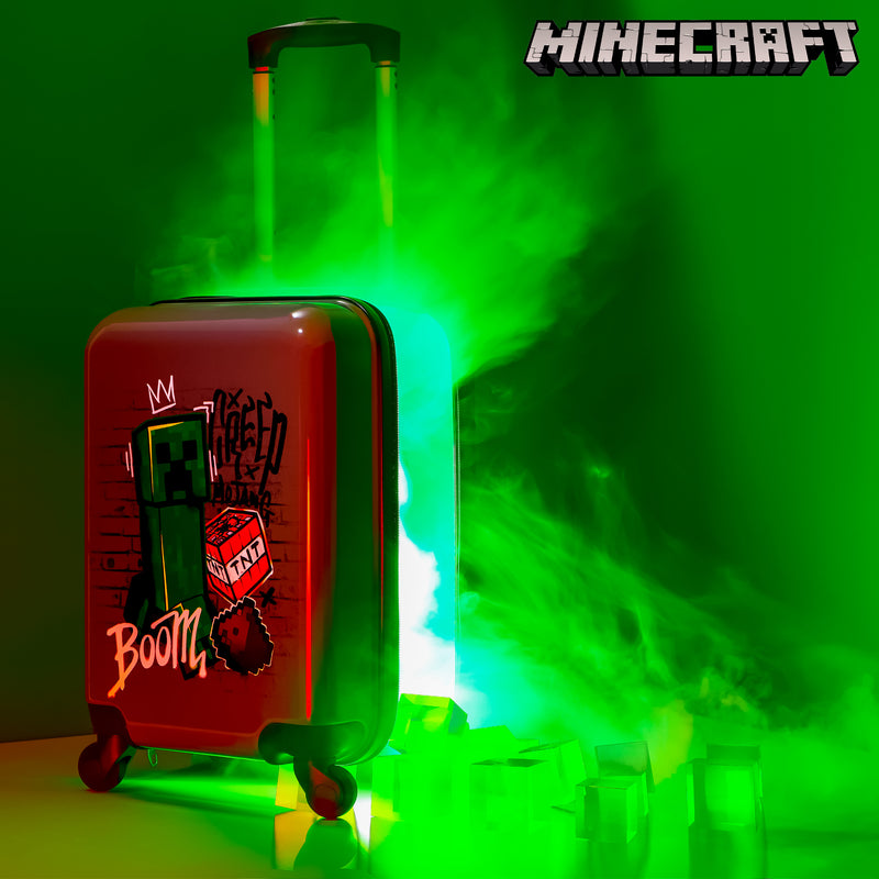 Minecraft Carry On Suitcase for Kids, Creeper Cabin Bag with Wheels