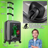 Minecraft Suitcase Kids Teens Creeper Hard Shell Luggage Travel Case (Grey, S/L49cm x W33cm - 30L) - Get Trend