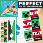 Minecraft Towel Kids Teens 2 Pegs Clips Beach Towel Soft Absorbent Bath Shower Creeper Swimming Towel 100% Cotton Quick Dry Holiday Essentials 140x70cm - Get Trend