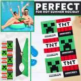 Minecraft Towel Kids Teens 2 Pegs Clips Beach Towel Soft Absorbent Bath Shower Creeper Swimming Towel 100% Cotton Quick Dry Holiday Essentials 140x70cm - Get Trend