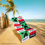 Minecraft Towel Kids Teens 2 Pegs Clips Beach Towel Soft Absorbent Bath Shower Creeper Swimming Towel 100% Cotton Quick Dry Holiday Essentials 140x70cm - Get Trend