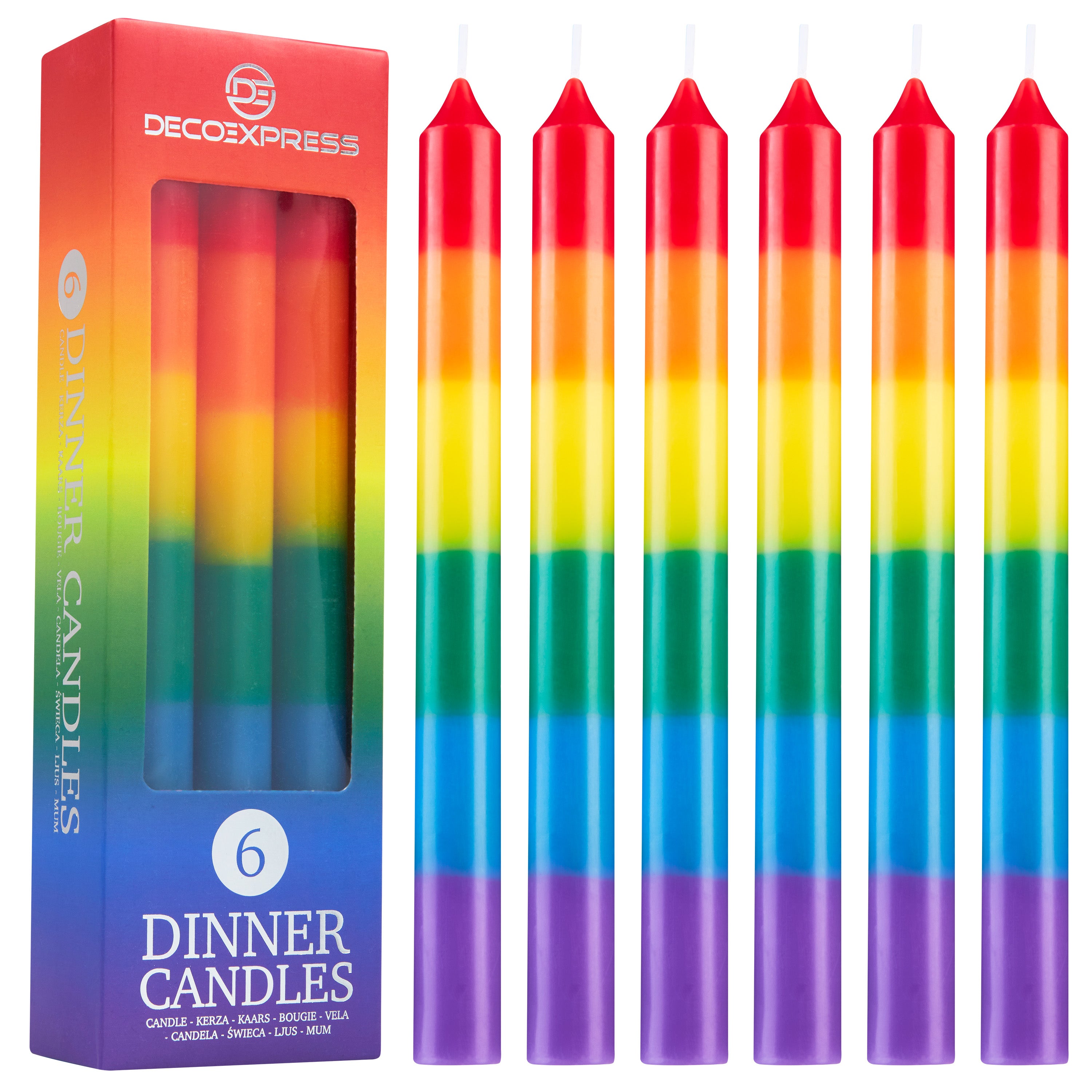 Deco Express Dinner Candles Pack of 6 - Multicolored - Get Trend