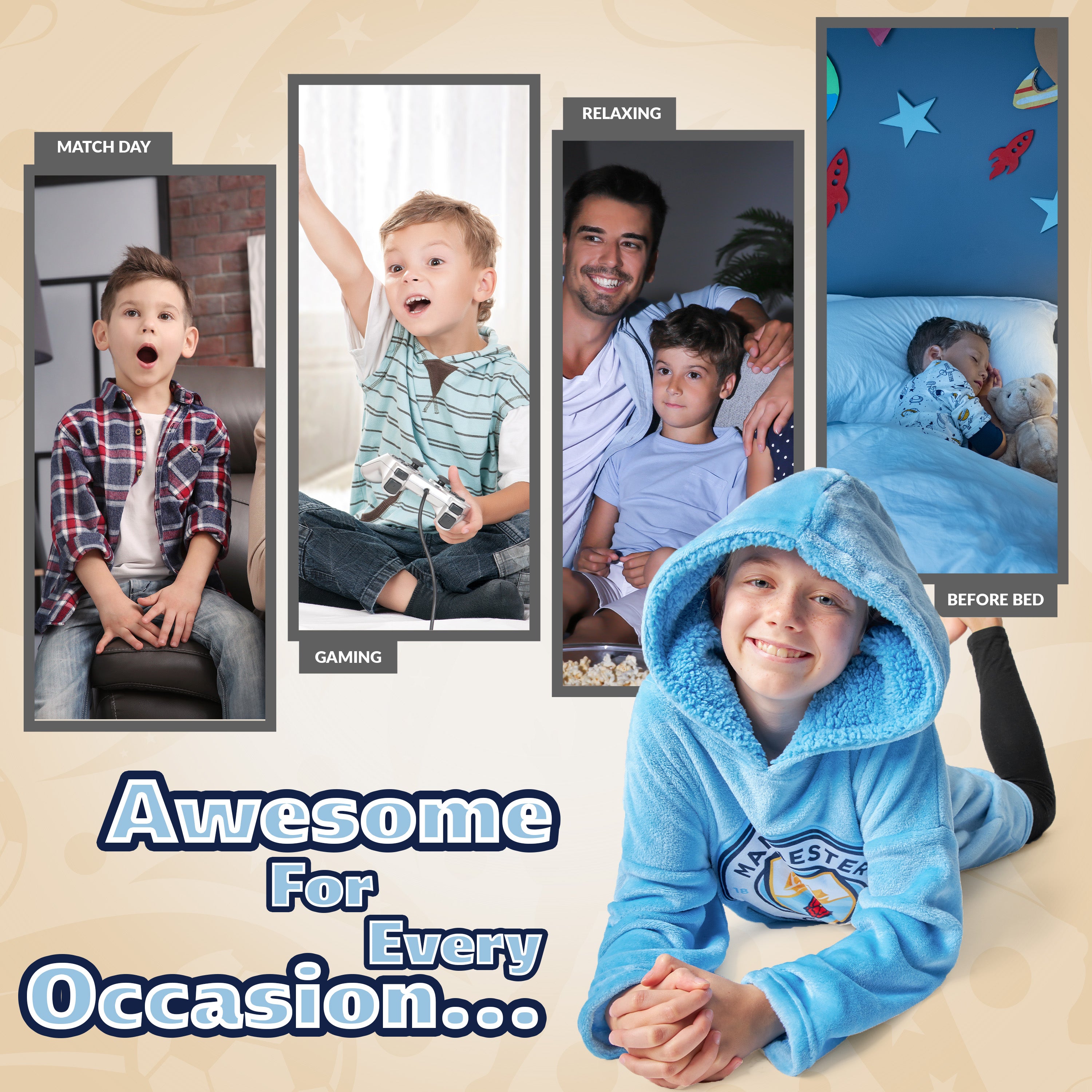 Manchester City Oversized Hoodie for Boys w