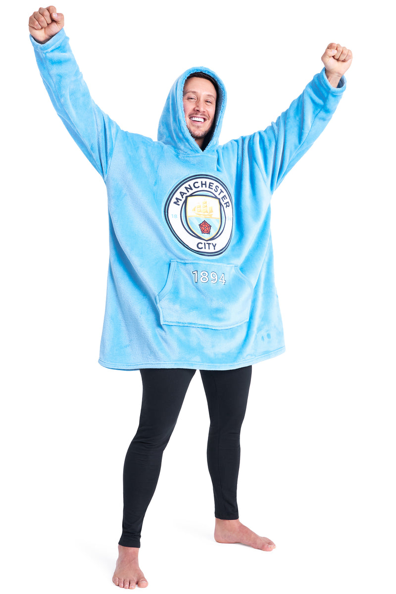 Manchester City FC Mens Hoodies - Fleece Oversized Hoodie Blanket for Men - Get Trend