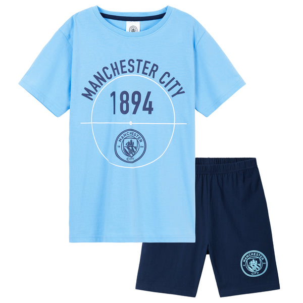 Manchester City F.C.  Boys Pyjama Set, T-Shirt & Shorts Nightwear for Boys - Get Trend