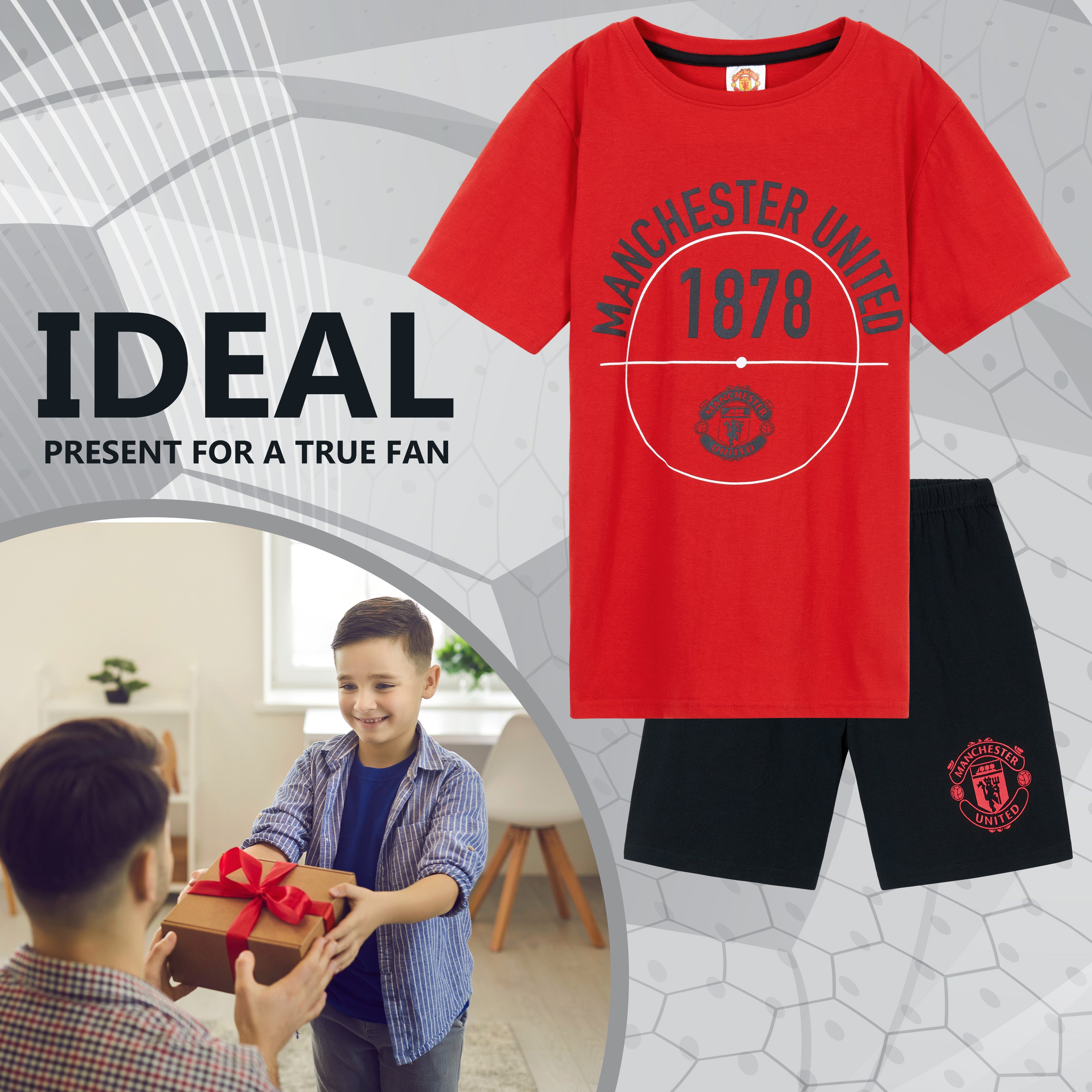 Get Trend Pyjamas for Boys Teens Short Football PJs Set Breathable Nightwear Loungewear - Get Trend