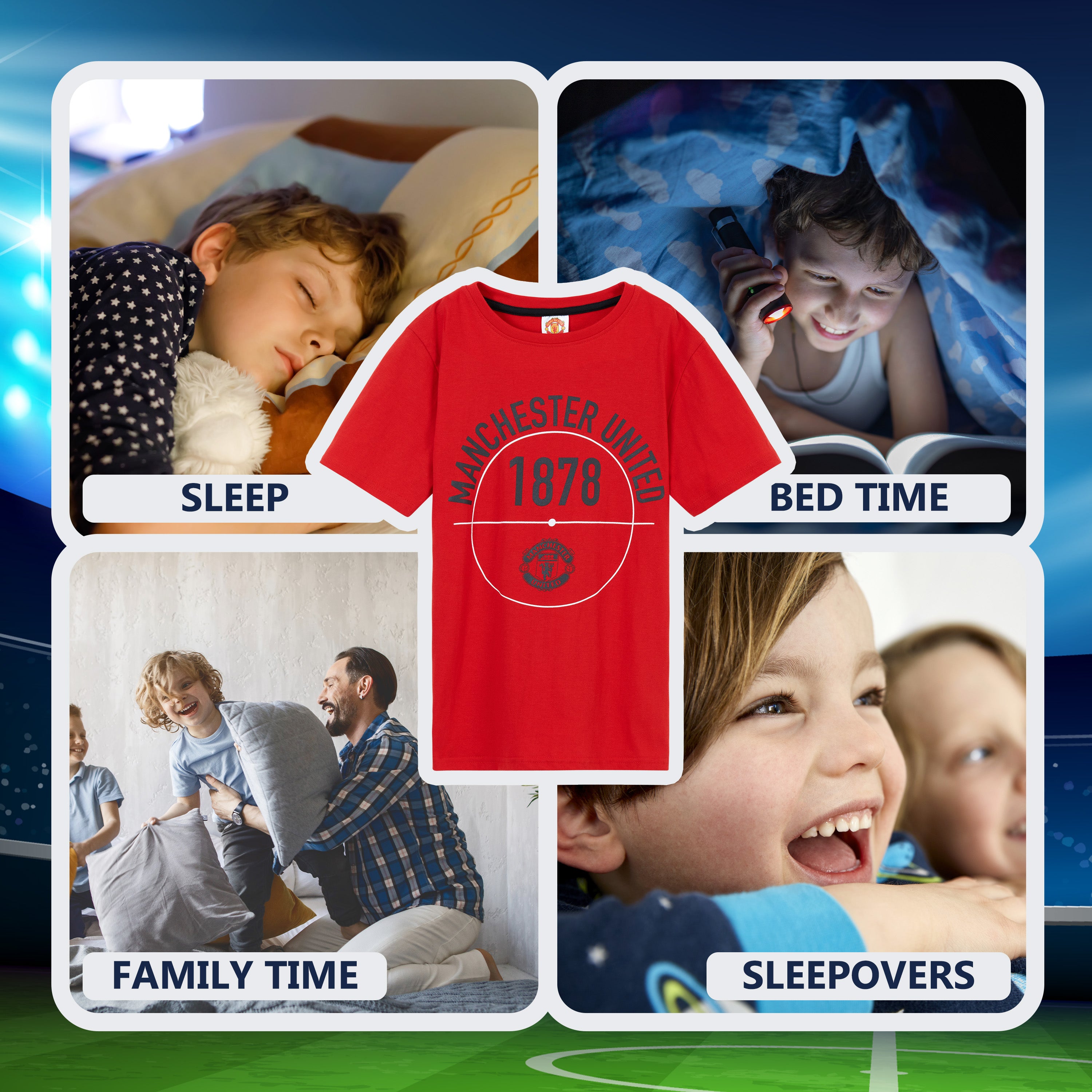 Get Trend Pyjamas for Boys Teens Short Football PJs Set Breathable Nightwear Loungewear - Get Trend