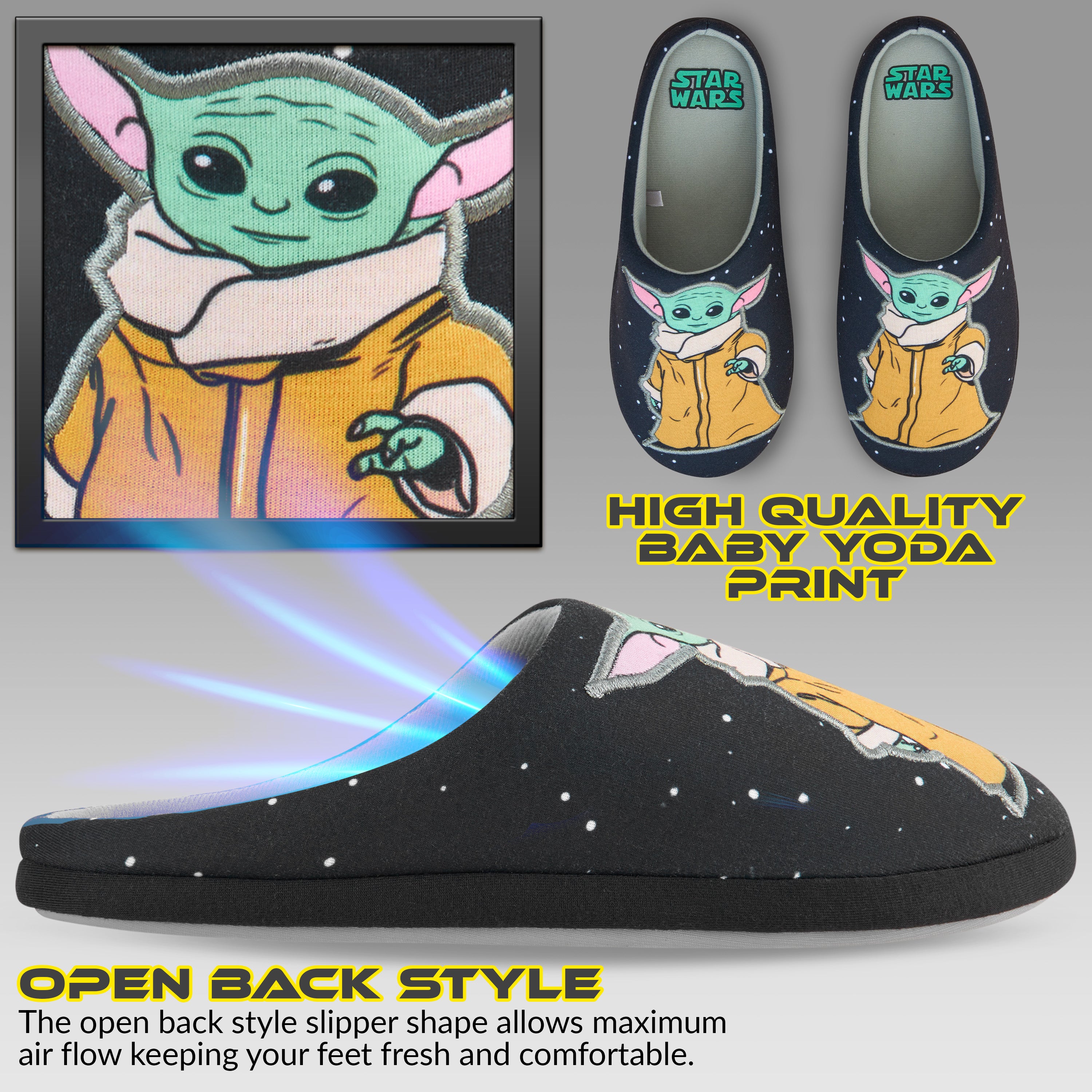 Disney Men's Slippers - Baby Yoda Indoor House Shoes  Non Slip Sole - Gifts for Him - Get Trend
