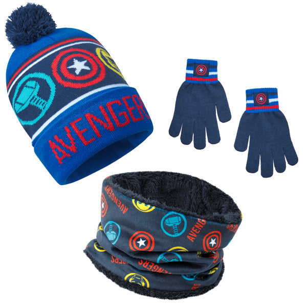Marvel Beanie Hat Scarf and Gloves Set Kids - Avengers 3 Piece Winter Set - Get Trend