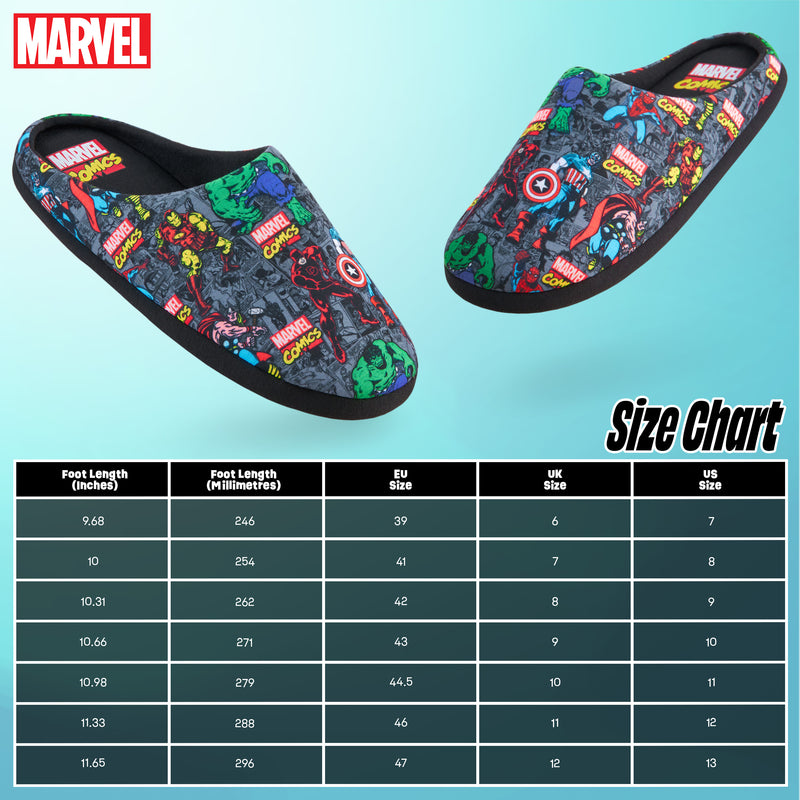 Marvel Mens Slippers - Multicolored Avengers Slippers for Men