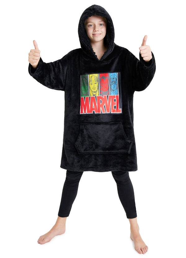 Marvel Hoodie Blanket for Kids - Avengers Gifts for Boys Black - Get Trend