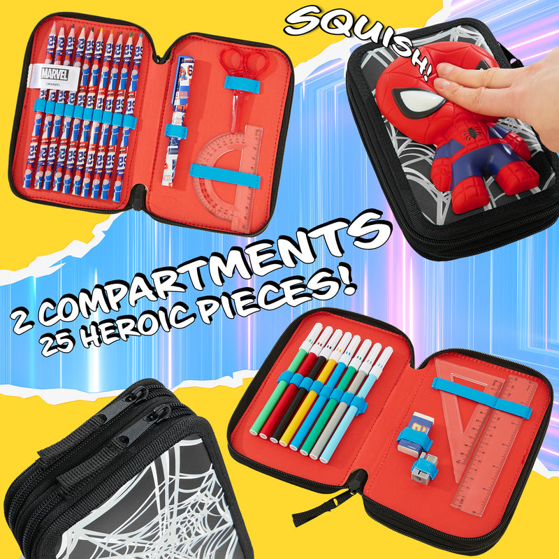 Marvel Pencil Case with Stationery Included, Spiderman Pencil Case
