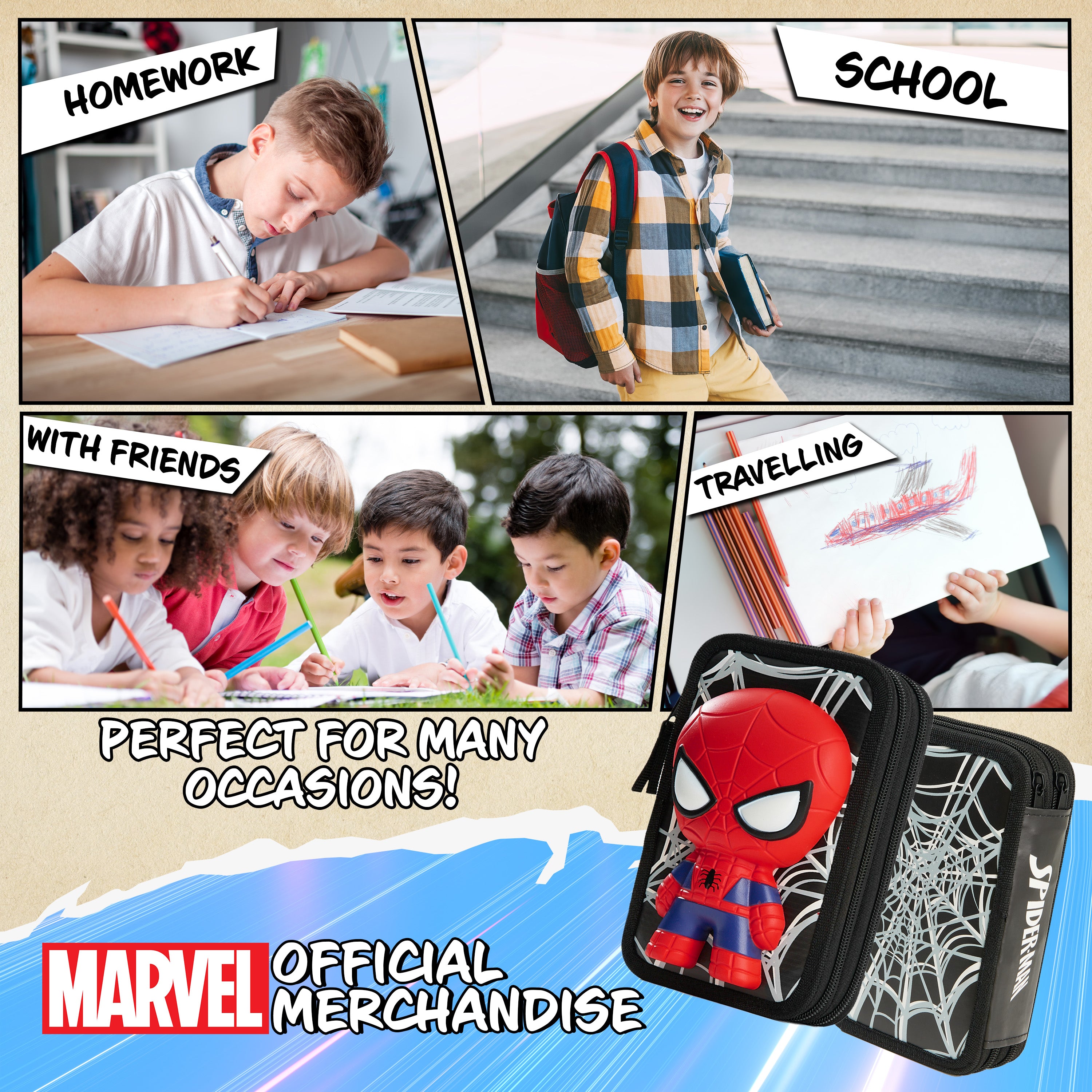 Marvel Pencil Case with Stationery Included, Spiderman Pencil Case - Get Trend