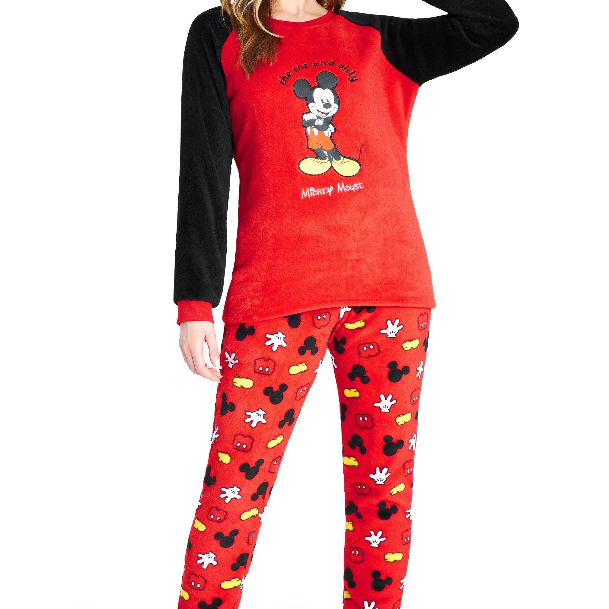 Mickey Mouse Womens Pyjamas, Loungewear and Fluffy Socks Stitch Gift Set 
