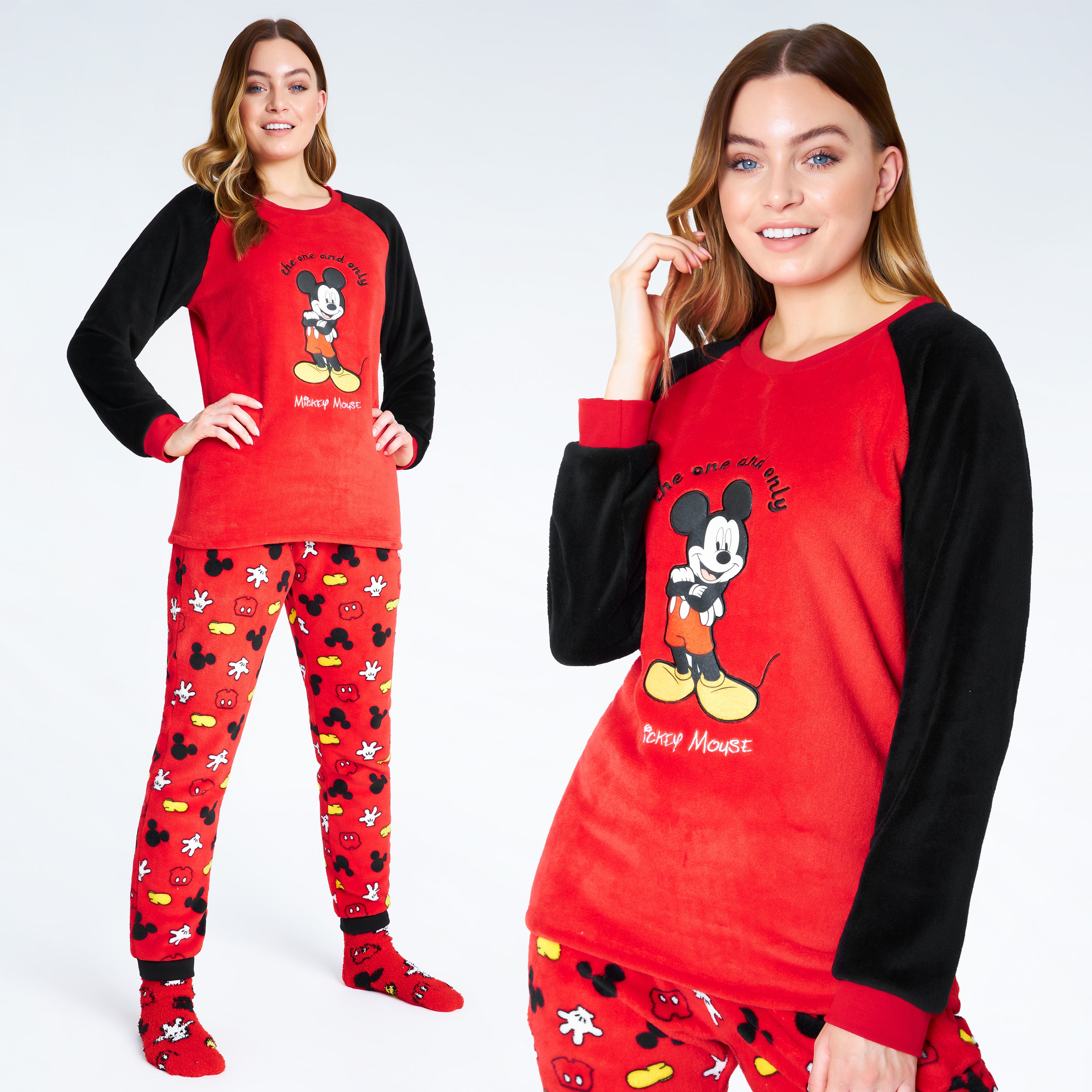 Mickey Mouse Womens Pyjamas, Loungewear and Fluffy Socks Stitch Gift Set 4