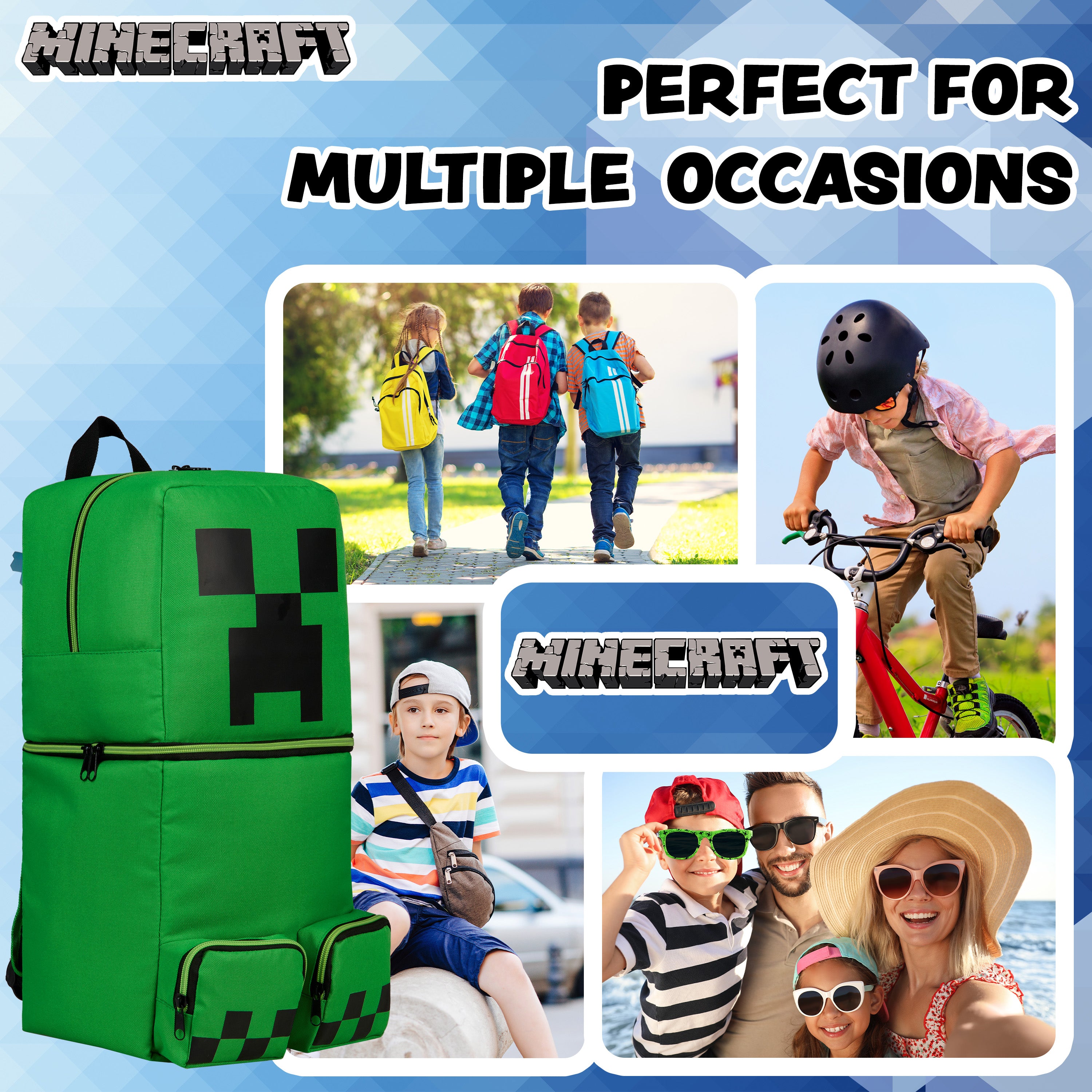 Minecraft Mini Rucksack Minecraft Children's Backpacks for Boys, Creeper Green Rucksack – Get Trend
