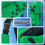 Minecraft Crossbody Bag for Boys Teens Creeper Sling Bag with Compartments