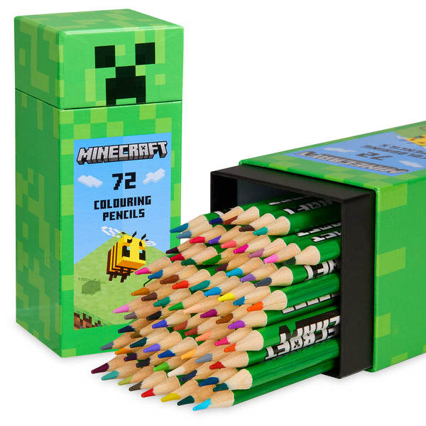 Minecraft Colouring Pencils Set for Kids 72 Pencils Colouring Box Creeper Design - Get Trend