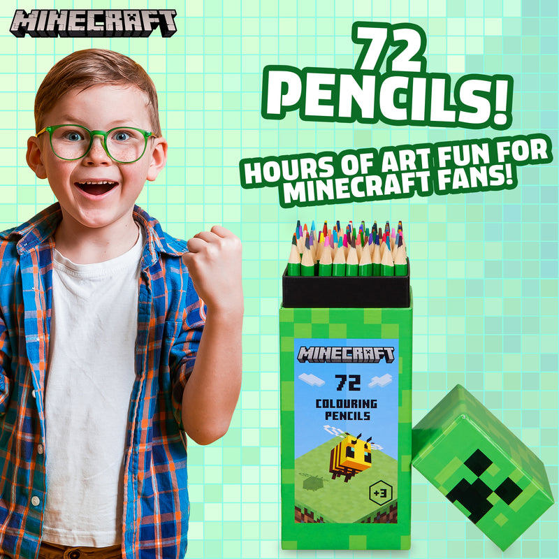 Minecraft Colouring Pencils Set for Kids 72 Pencils Colouring Box Creeper Design