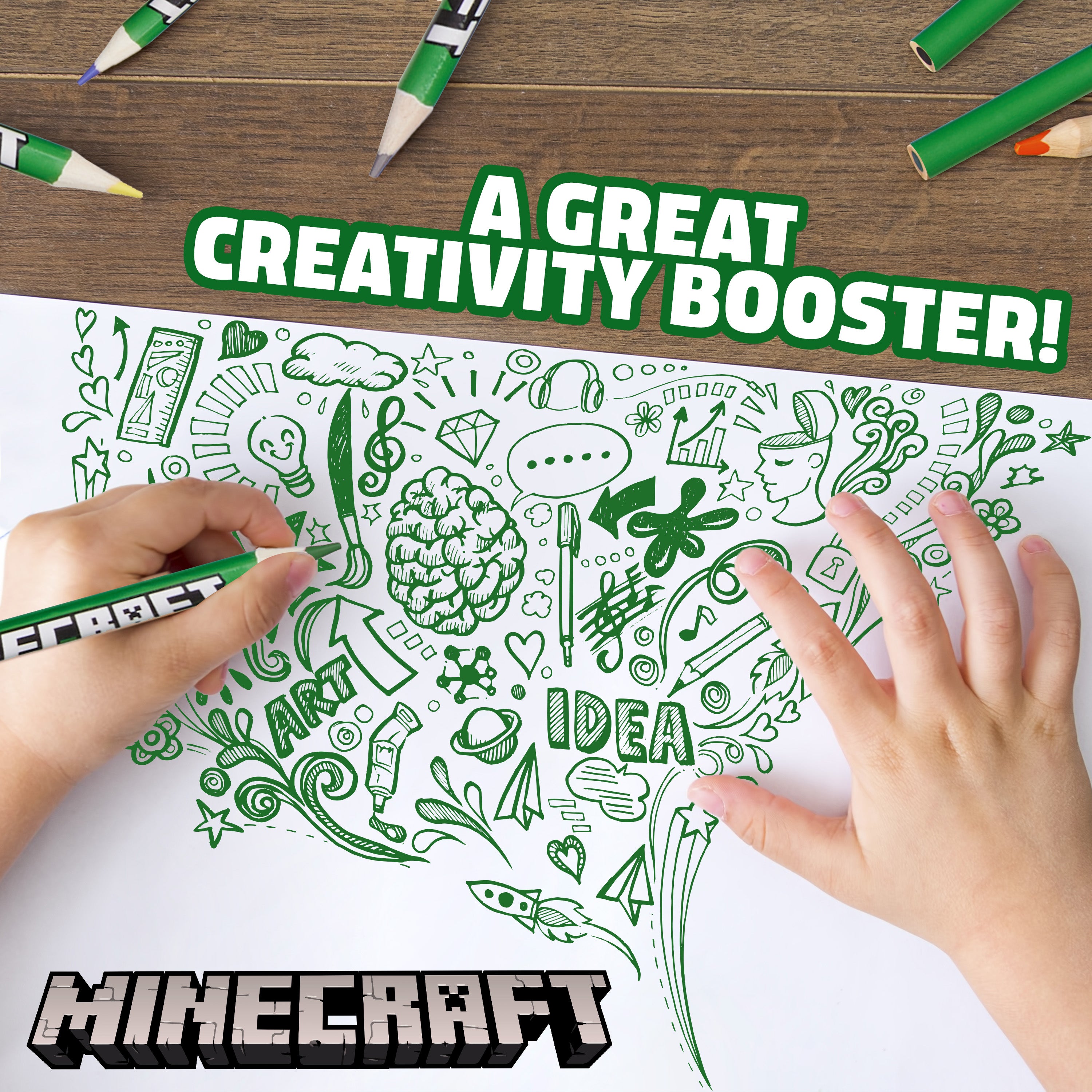 Minecraft Colouring Pencils Set for Kids 72 Pencils Colouring Box Creeper Design - Get Trend