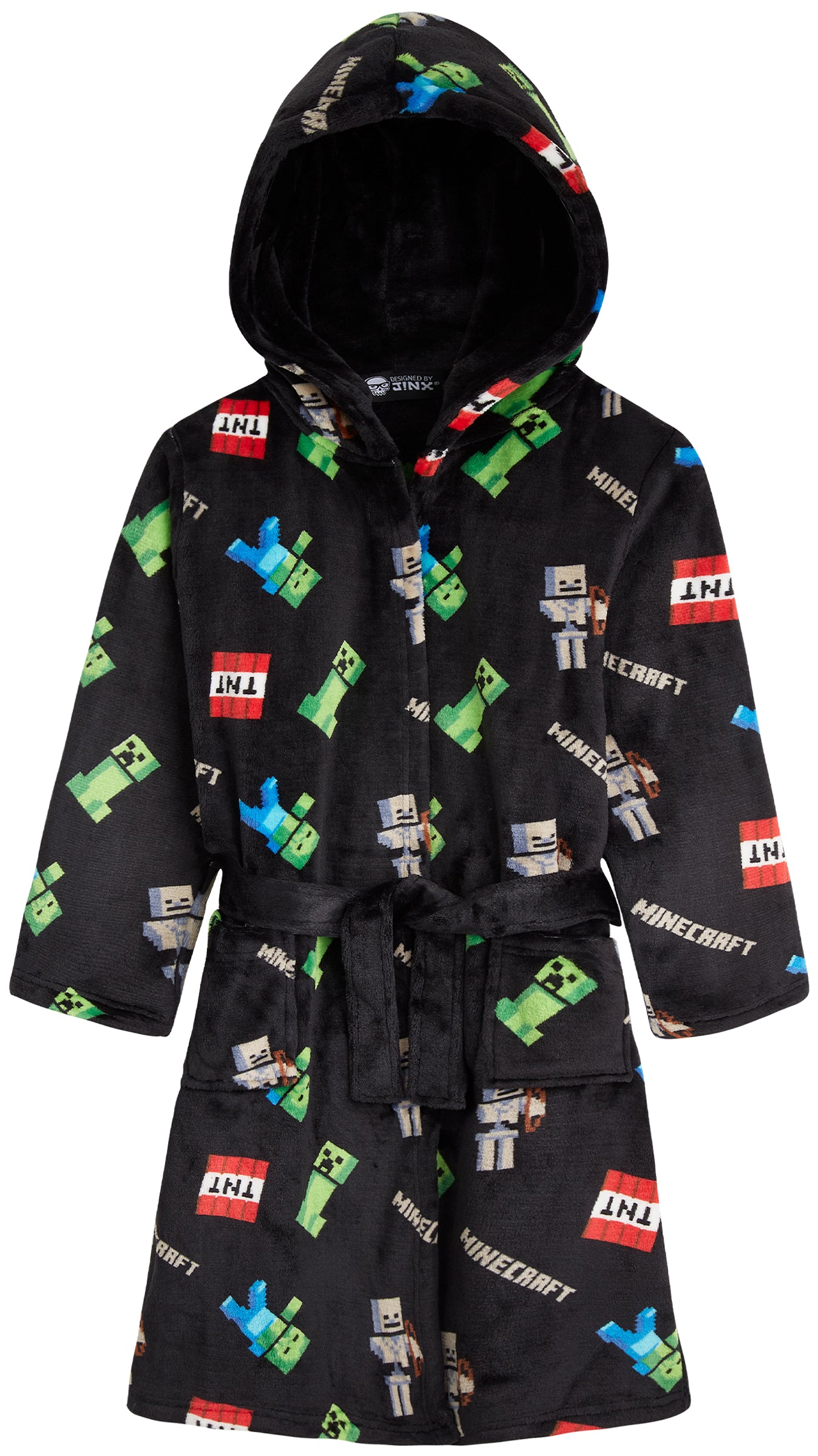 Minecraft Dressing Gown for Boys, Fluffy Fleece Bathrobe Kids Teens - Get Trend