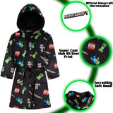 Minecraft Dressing Gown for Boys, Fluffy Fleece Bathrobe Kids Teens - Get Trend