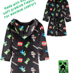 Minecraft Dressing Gown for Boys, Fluffy Fleece Bathrobe Kids Teens - Get Trend