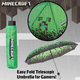 Minecraft Telescopic Umbrella - Folding Umbrella Lightweight for Travel School