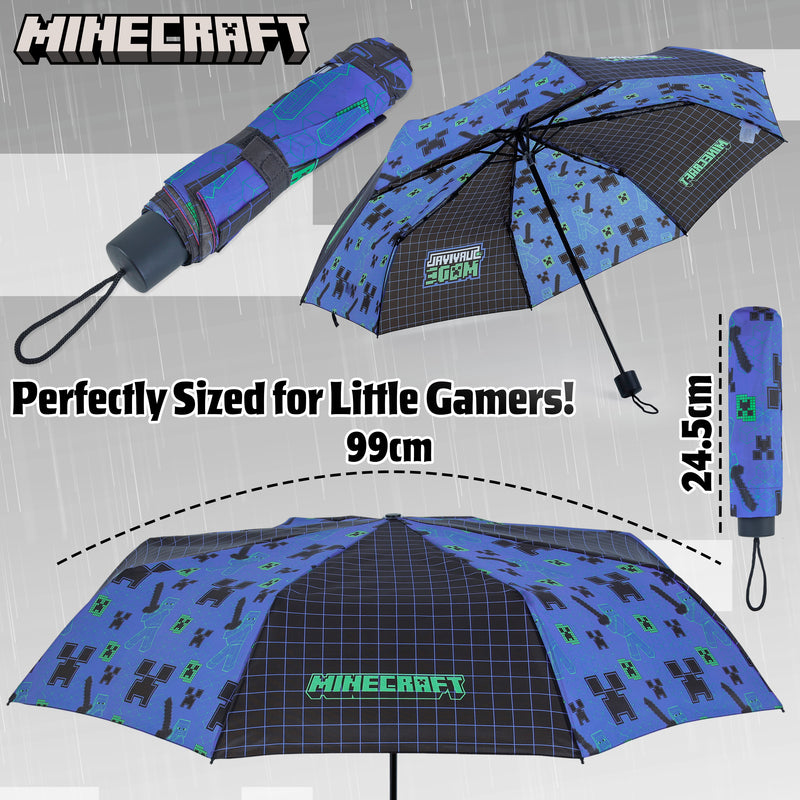 Minecraft Umbrella Kids Clear Dome Folding Umbrella Boys and Girls Travel
