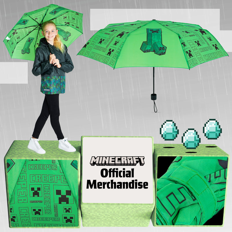 Minecraft Umbrella Kids Clear Dome Folding Umbrella Boys and Girls Travel Telescopic Stick Umbrella