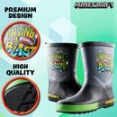 Botas De Agua Infantiles Minecraft - Con Cara De Creeper Y Esqueleto, Impermeables, Talla Niño