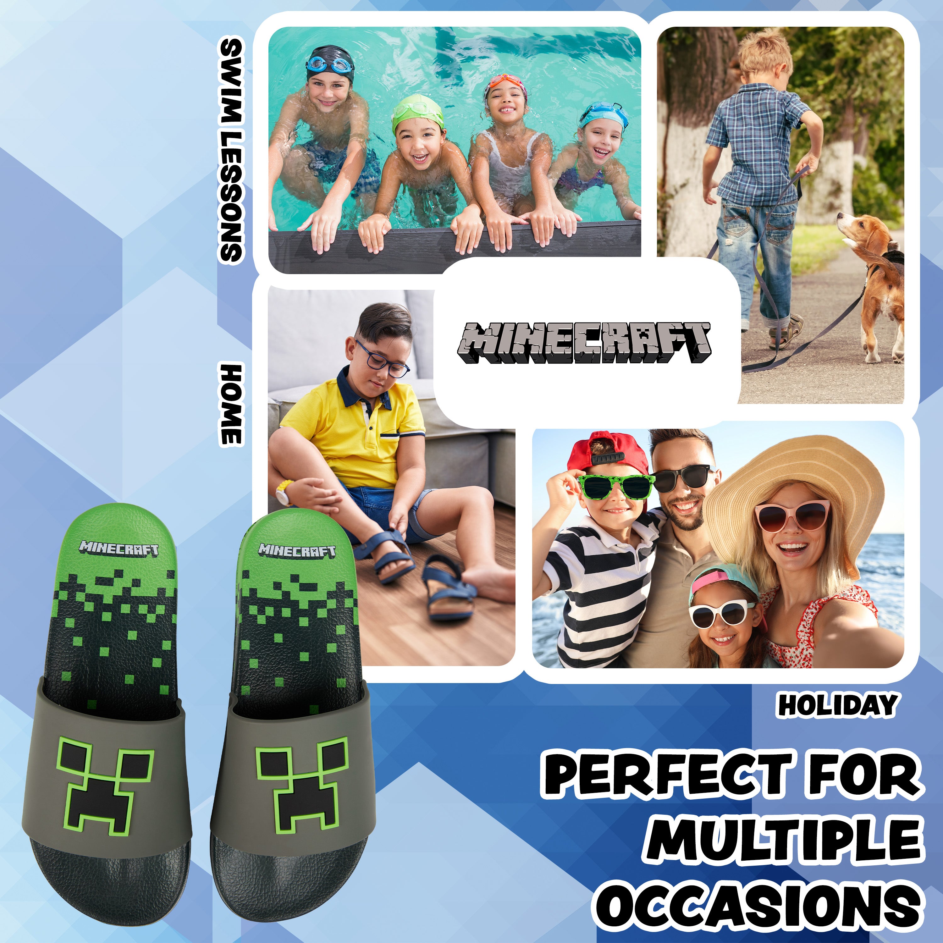 Minecraft Sliders for Boys and Teenagers Kids Flip Flops – Get Trend