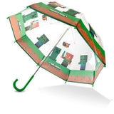 Minecraft Stick Umbrella for Kids, Transparent Clear Dome with J-Shaped Handle
