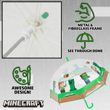 Minecraft Stick Umbrella for Kids, Transparent Clear Dome with J-Shaped Handle