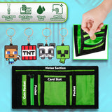 Minecraft Boys Wallets for Kids with Card Slots, Zip Coin Pocket & Keyrings - Get Trend