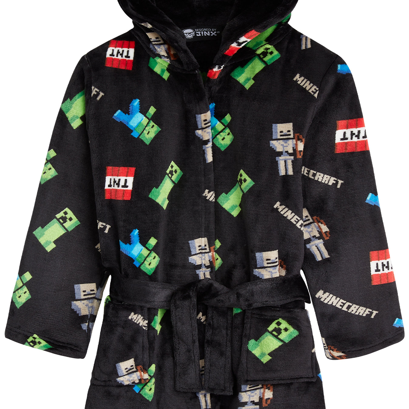 Minecraft Dressing Gown for Boys, Fluffy Fleece Bathrobe Kids Teens