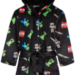Minecraft Dressing Gown for Boys, Fluffy Fleece Bathrobe Kids Teens - Get Trend