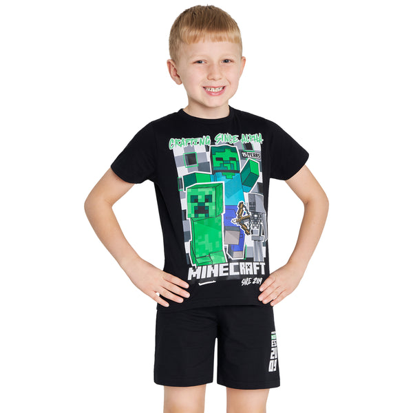 Minecraft Boys Short Pyjamas Set Breathable 2 Piece Loungewear Set