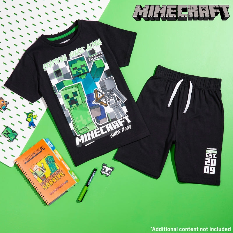 Minecraft Boys Short Pyjamas Set Breathable 2 Piece Loungewear Set - Get Trend