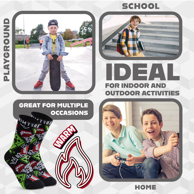 Minecraft Boys Socks 3 Pack, Multicolored Socks for Boys - Get Trend