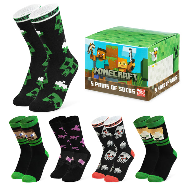 Minecraft Boys Socks  5 Pack - Cotton-Rich Socks